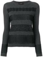 Giambattista Valli Cashmere Lace Stripe Sweater - Grey