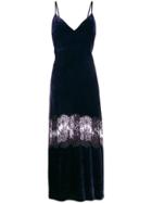 Stella Mccartney Lace Insert Velvet Cami Dress - Blue