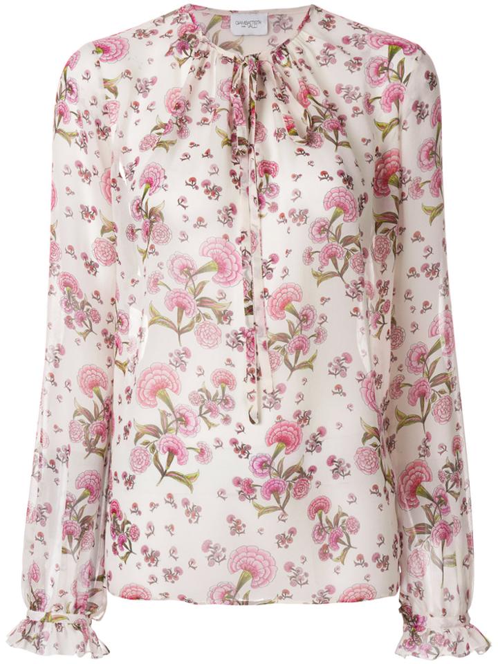 Giambattista Valli Tie Neck Floral Blouse - Nude & Neutrals