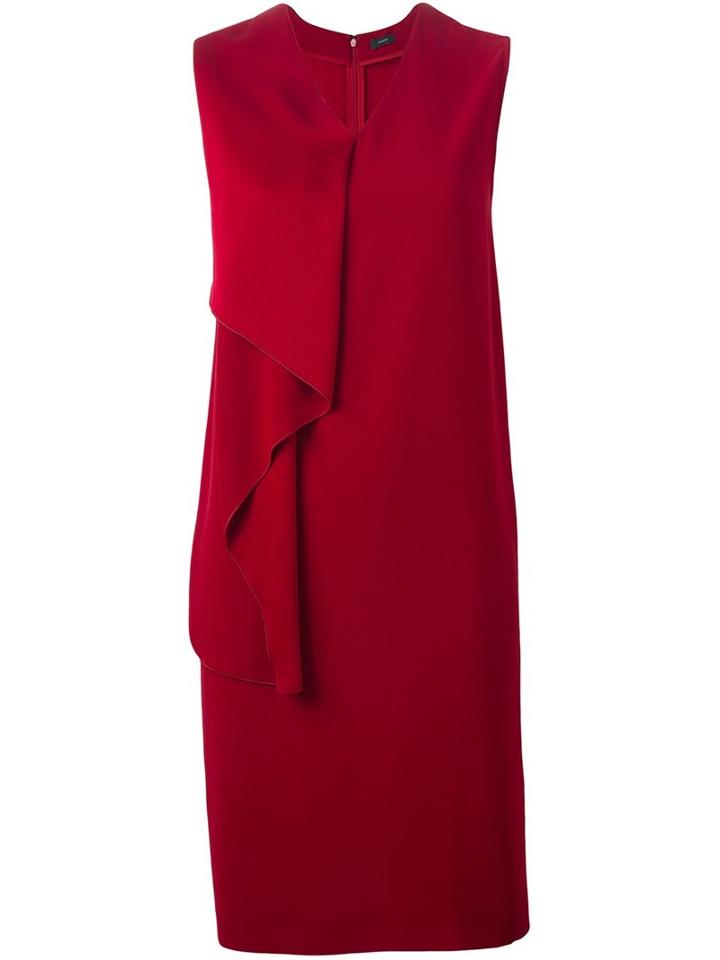 Joseph Draped Front Dress, Women's, Size: 40, Red, Acetate/polyester