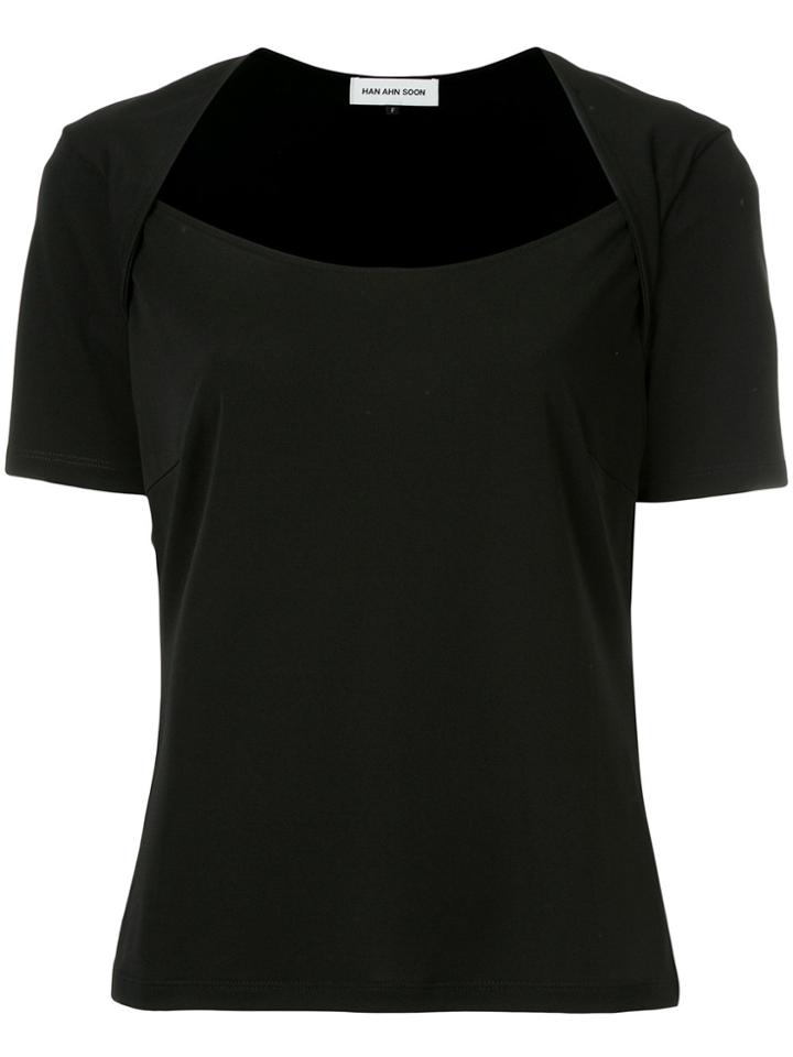 Han Ahn Soon Contrast Sleeve T-shirt - Black
