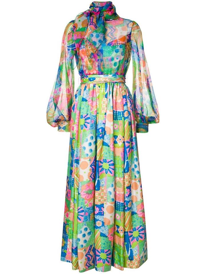 William Vintage Floral Scarf Tie Dress - Multicolour
