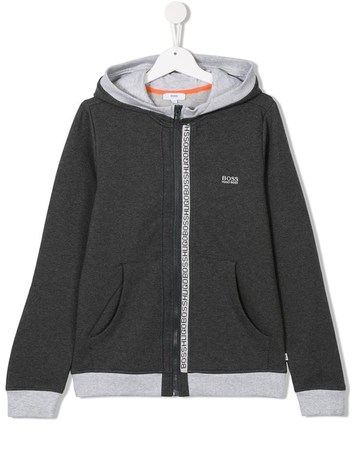 Boss Kids Logo Trim Hoodie, Boy's, Size: 14 Yrs, Grey