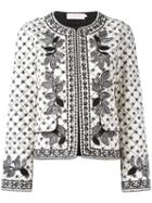 Fish Print Jacket, Women's, Size: 8, White, Cotton/polyester, Tory Burch