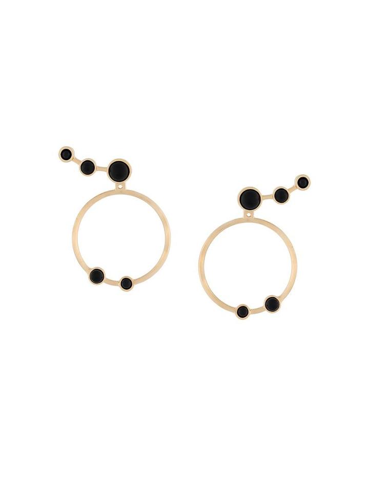 Eshvi Cabochon Hoop Earrings, Women's, Black