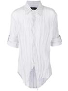 Yang Li - Asymmetric Front Shortsleeved Shirt - Men - Cotton/metallic Fibre - 48, White, Cotton/metallic Fibre