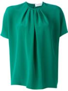 Gianluca Capannolo Batwing Pleated Front Blouse, Women's, Size: 44, Green, Silk