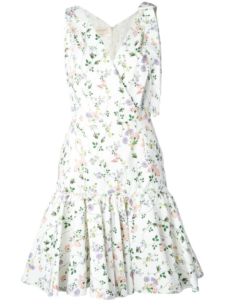 Giambattista Valli Floral Flared Dress, Women's, Size: 42, White, Silk/polyamide