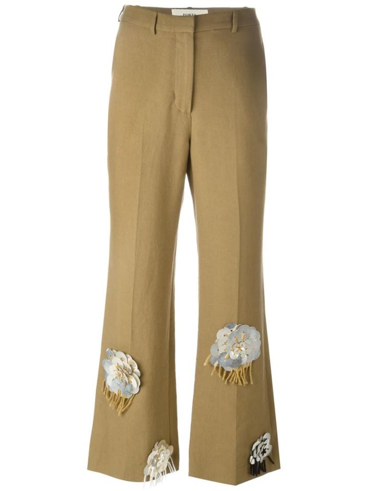 Ports 1961 Embroidered Flowers Cropped Trousers