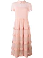 Red Valentino Semi Sheer Layered Dress, Women's, Size: 40, Nude/neutrals, Silk/spandex/elastane/viscose/polyester