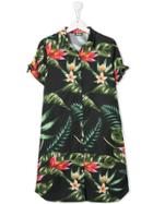 Mc2 Saint Barth Kids Floral Print Shirt Dress - Black