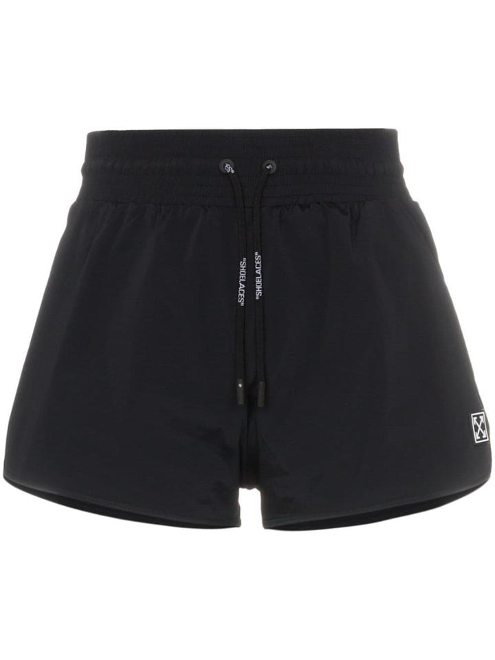 Off-white High Waist Stretch Running Shorts - Black
