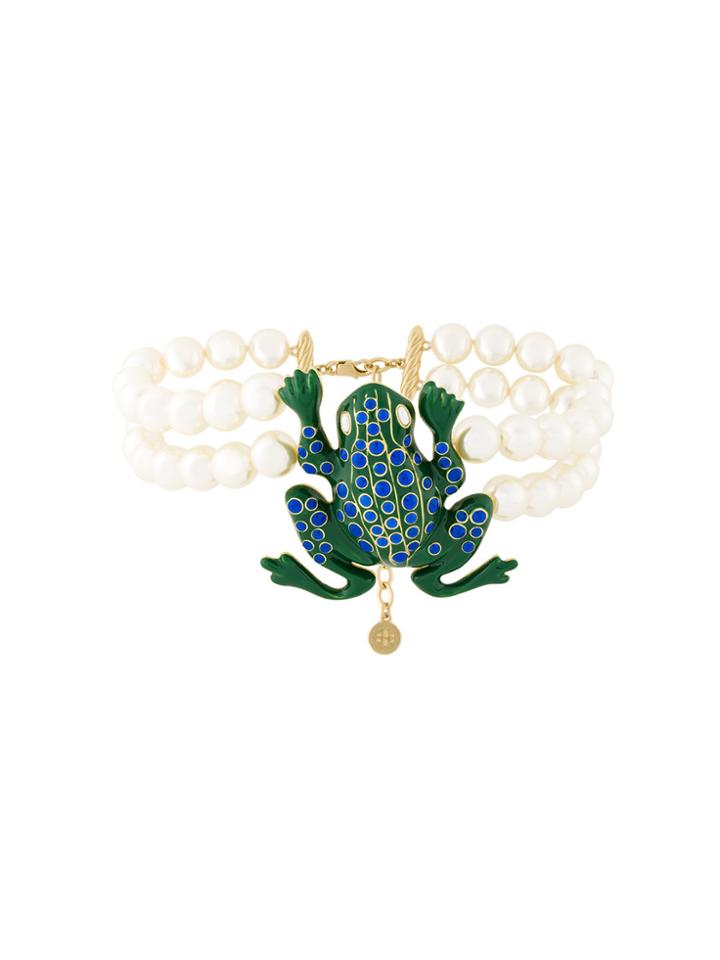 Tory Burch Frog Pearl Choker - White