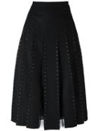 Valentino Pleated A-line Skirt, Women's, Size: 42, Black, Silk/polyamide/spandex/elastane/virgin Wool