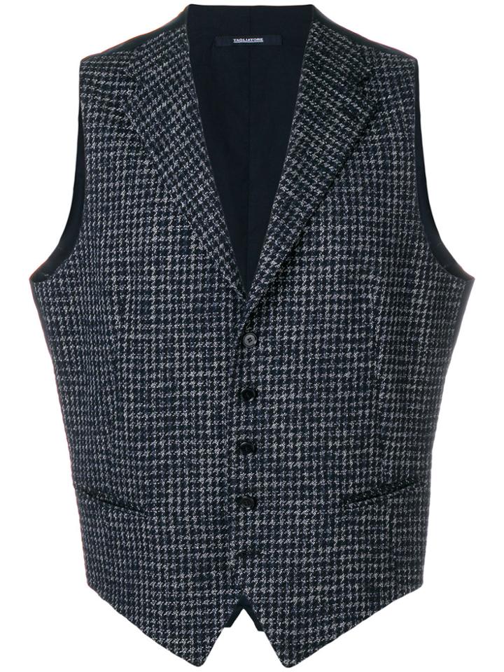 Tagliatore Houndstooth Waistcoat - Blue