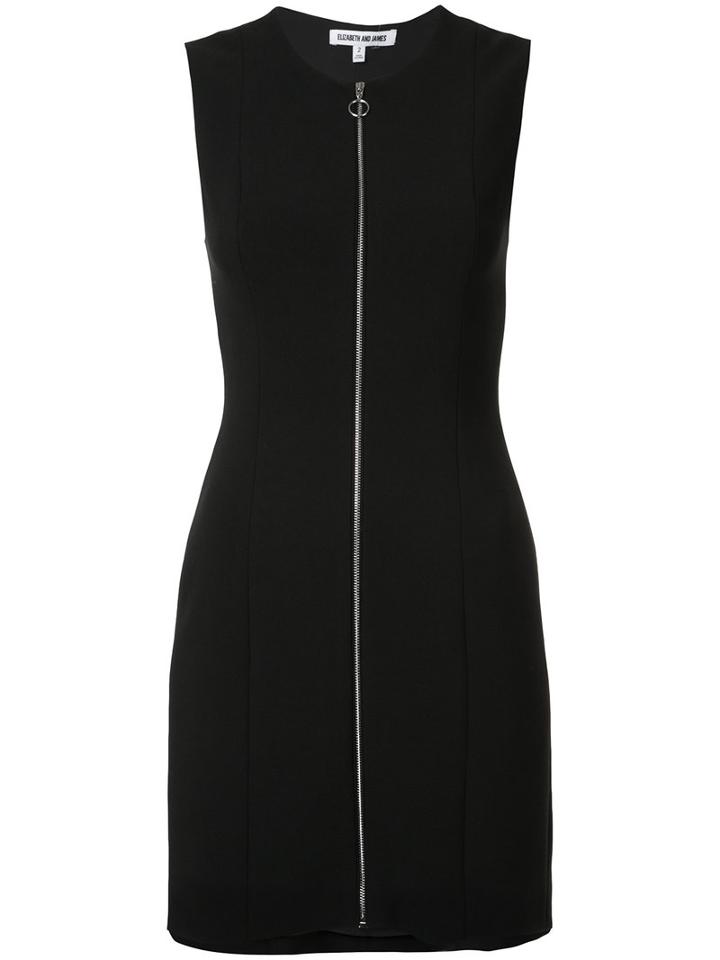 Elizabeth And James Front Zip Mini Dress, Women's, Size: 10, Black, Polyester/spandex/elastane/rayon