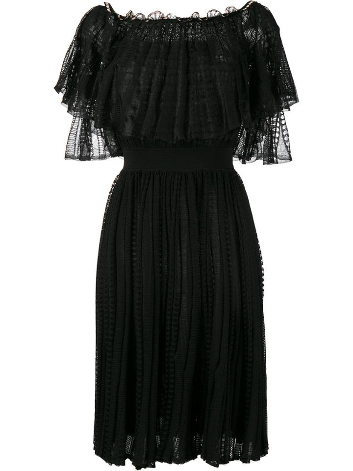 Alexander Mcqueen Off The Shoulder Lace Dress - Black