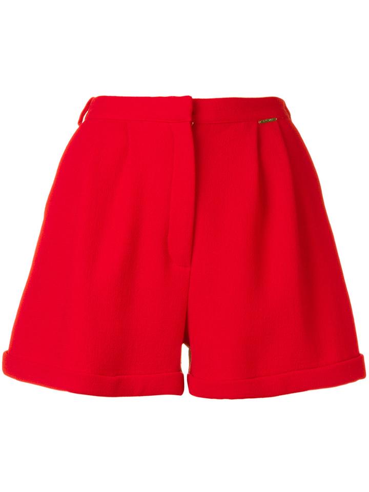 Styland High-waisted Pleated Shorts - Red