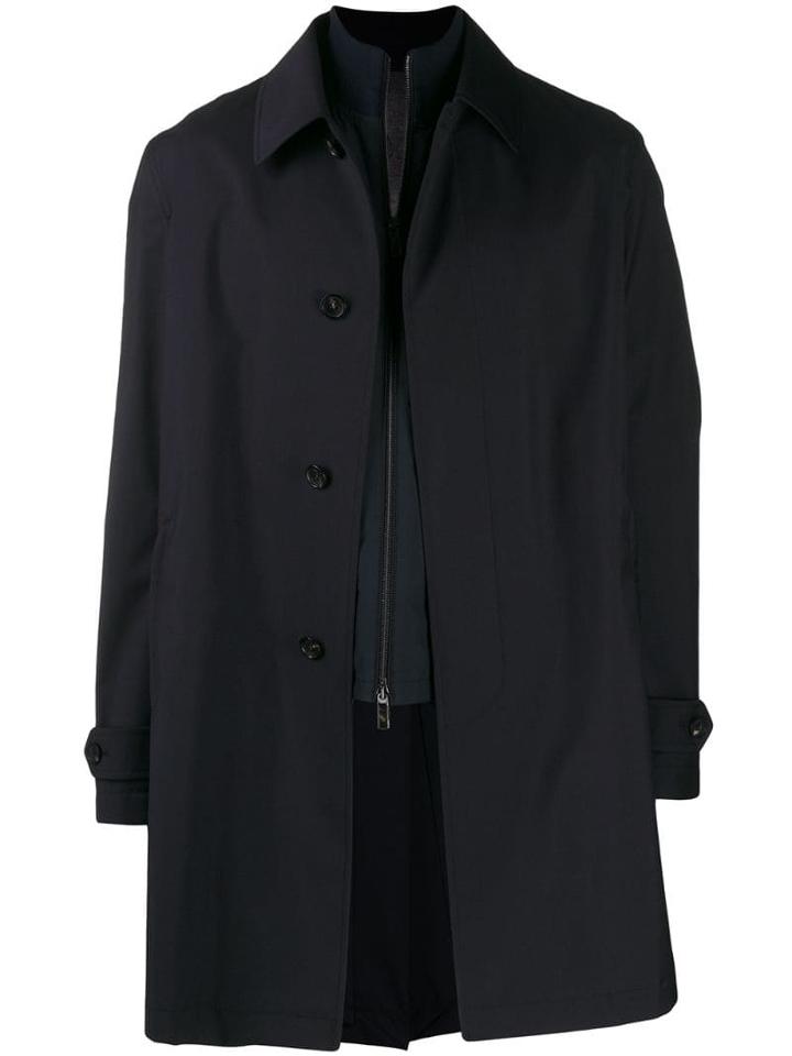 Ermenegildo Zegna Concealed Fastening Raincoat - Blue