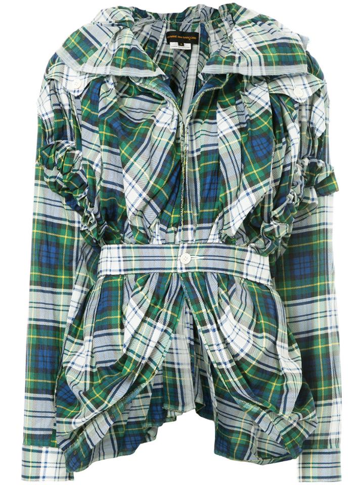 Comme Des Garçons Vintage Ruched Tartan-print Jakcet - Multicolour