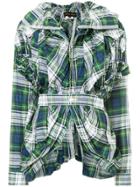 Comme Des Garçons Vintage Ruched Tartan-print Jakcet - Multicolour