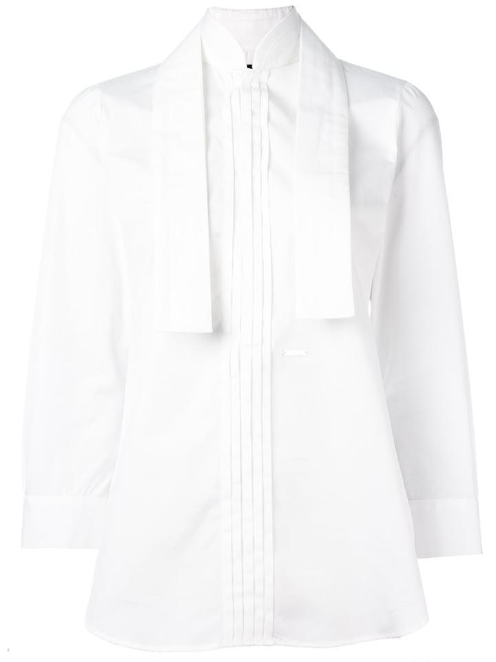 Dsquared2 Criss-cross Collar Pleated Shirt, Women's, Size: 40, White, Cotton