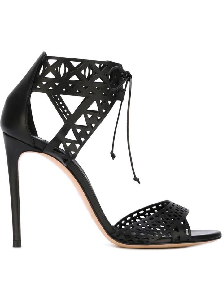Casadei Laser-cut Sandals, Women's, Size: 36, Black, Leather