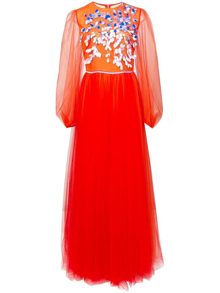 Carolina Herrera Embroidered Tulle Dress - Yellow & Orange