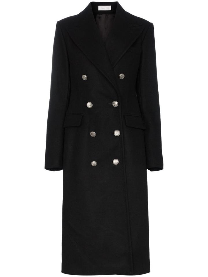 Faith Connexion Double Breasted Knee Length Coat - Black