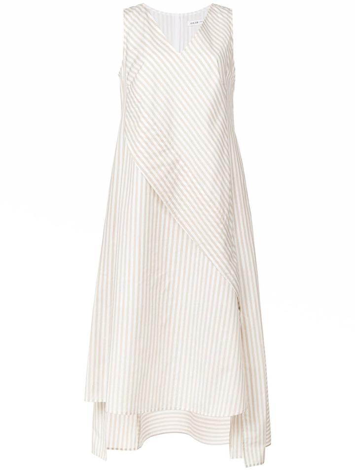Adeam Striped Poplin Dress - White