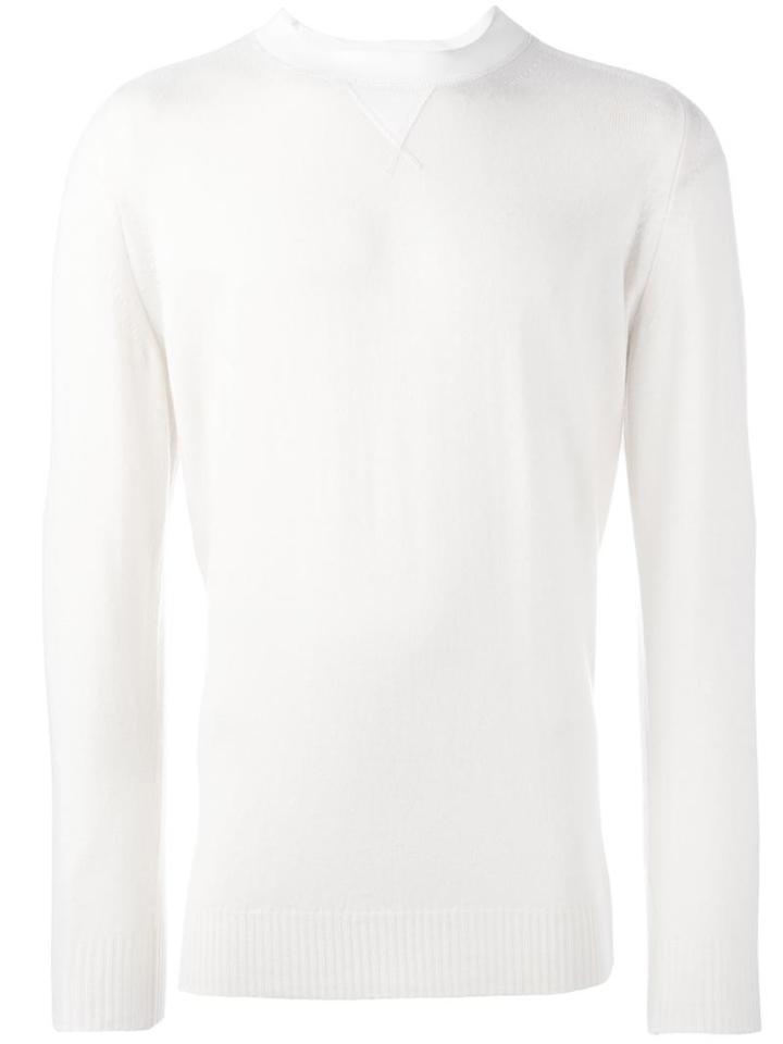 Sacai Classic Crew Neck Jumper, Men's, Size: 4, White, Cashmere/wool/cotton
