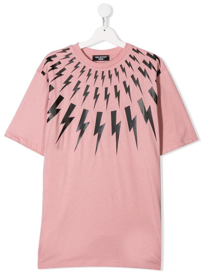 Neil Barrett Kids Thunderbolt Print T-shirt - Pink
