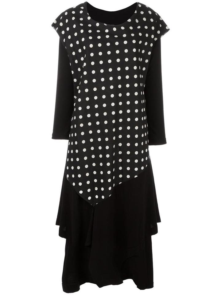 Nocturne #22 Polka Dots Dress, Women's, Black, Cotton/linen/flax
