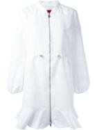 Moncler Gamme Rouge Logo Applique Zip Coat, Women's, Size: 2, White, Polyester/silk