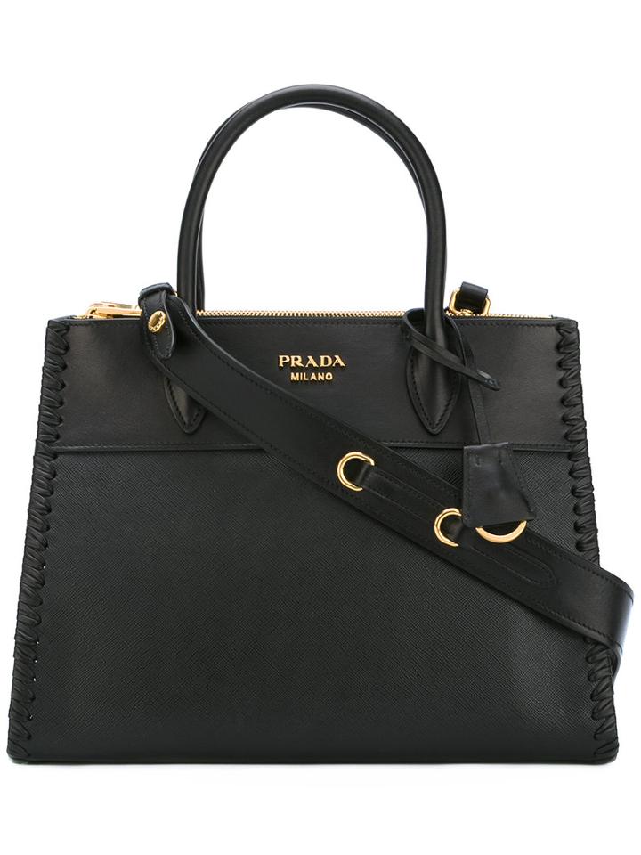 Prada Tote Bag, Women's, Black, Calf Leather