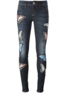 Philipp Plein Butterfly Patch Skinny Jeans, Women's, Size: 29, Blue, Cotton/spandex/elastane