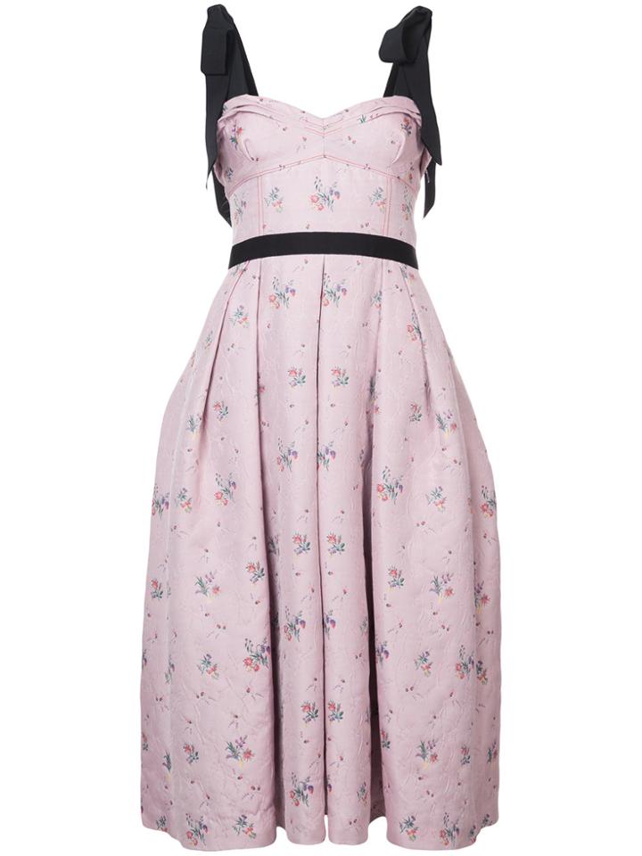 Carolina Herrera Floral Midi Dress - Pink & Purple