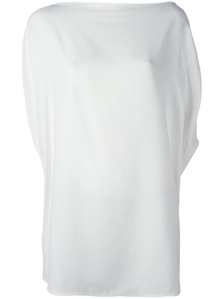 Jil Sander Boat Neck Shift Blouse, Women's, Size: 34, White, Silk/viscose