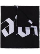 Palm Angels Logo Intarsia Knit Scarf - Black