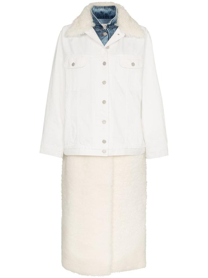 Natasha Zinko Layered Shearling Denim Jacket - White