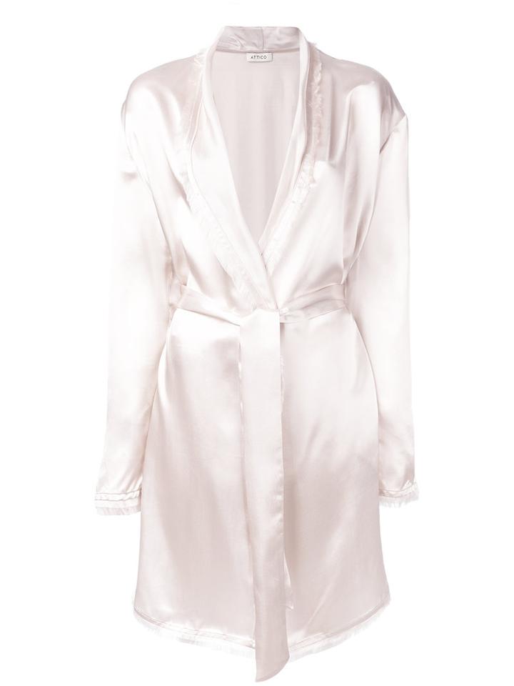 Attico - Metallic Belted Coat - Women - Viscose - 1, Women's, Nude/neutrals, Viscose