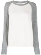 D.exterior Contrasting Sleeve Jumper - White