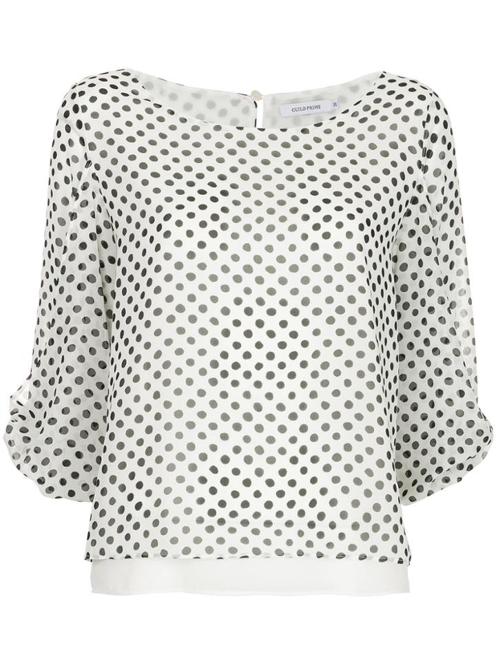 Guild Prime Polka-dot Shift Blouse - White