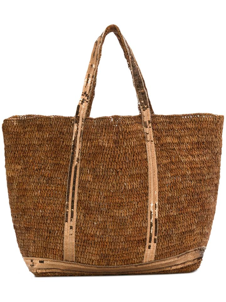 Vanessa Bruno Sequin Trim Shopper Tote - Brown