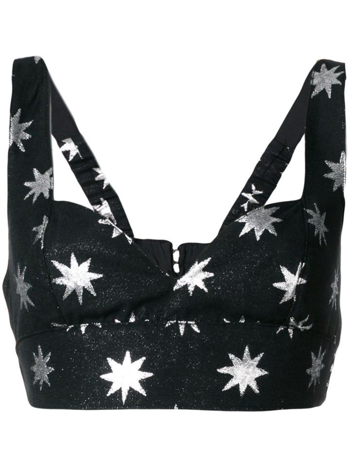 Christian Pellizzari Star Print Cropped Top - Black