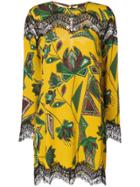 Just Cavalli Lace Panel Printed Dress - Multicolour