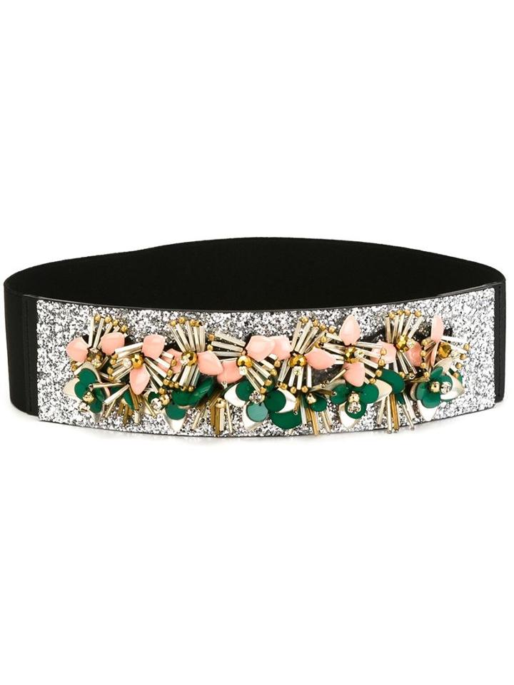 Marni Embellished Belt, Women's, Size: 75, Grey, Leather/pvc/spandex/elastane