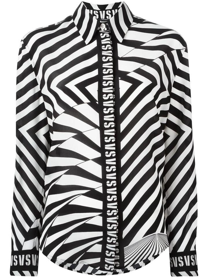 Versus Asymmetric Stripe Shirt, Women's, Size: 42, Black, Silk