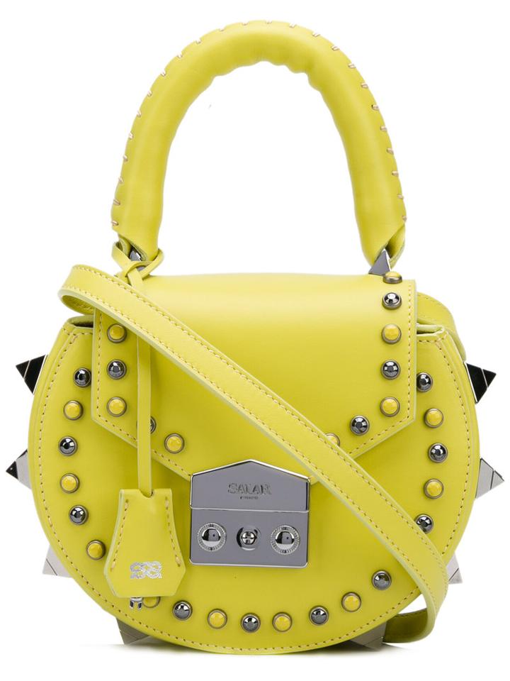 Salar - Studded Saddle Tote - Women - Leather - One Size, Yellow/orange, Leather