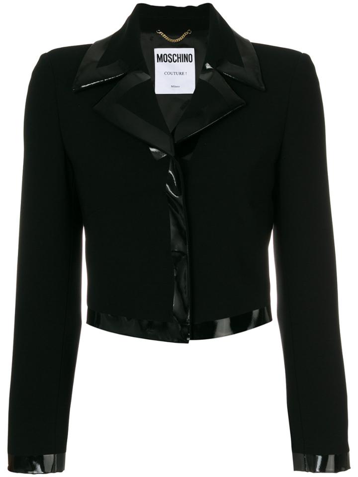 Moschino Patent Trim Fitted Jacket - Black